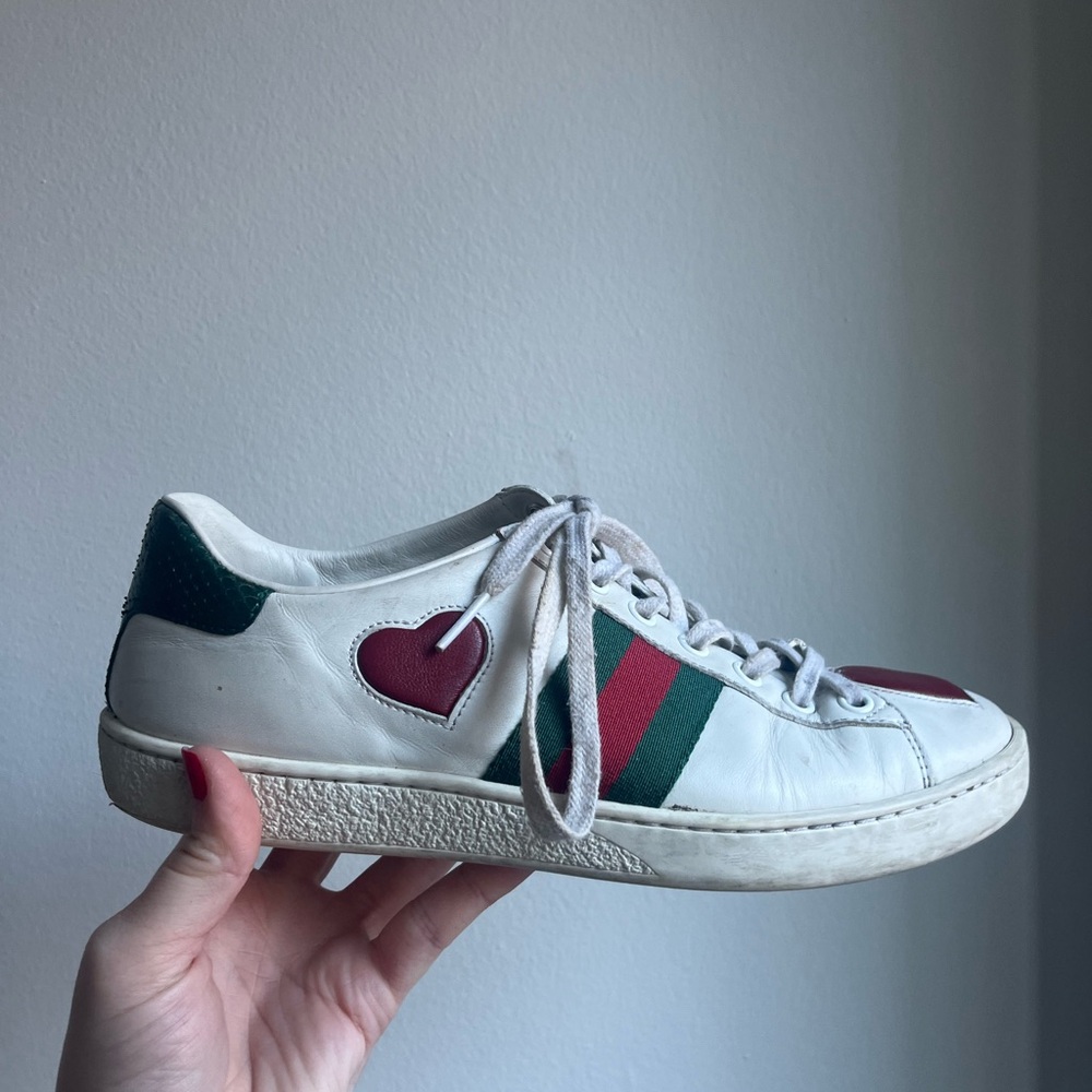 Gucci Tennis Sneaker w/ Heart Emblem